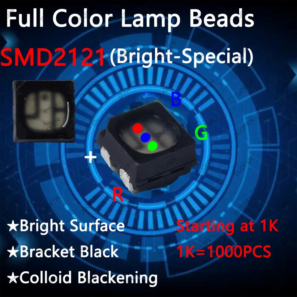 ampoules led smd2121 full color rouge vert bleu surface brillante composants electroniques