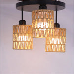 Suspension lumineuse moderne rotin noir beige ampoules E27 compatibles