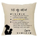 coussin imprimé mère enfant beige décoratif sentimental polyester coton microfibre