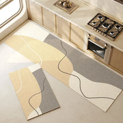 tapis cuisine imperméable antidérapant beige gris moderne minimaliste deux pièces abstrait