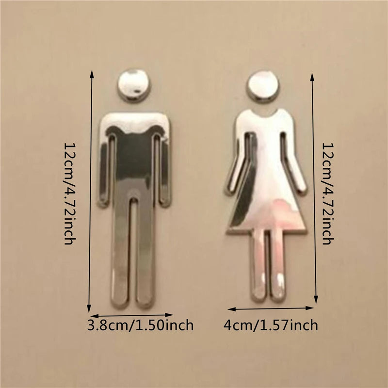 symboles toilette homme femme argenté rouge doré adhésifs modernes minimalistes porte wc decoration bricolage