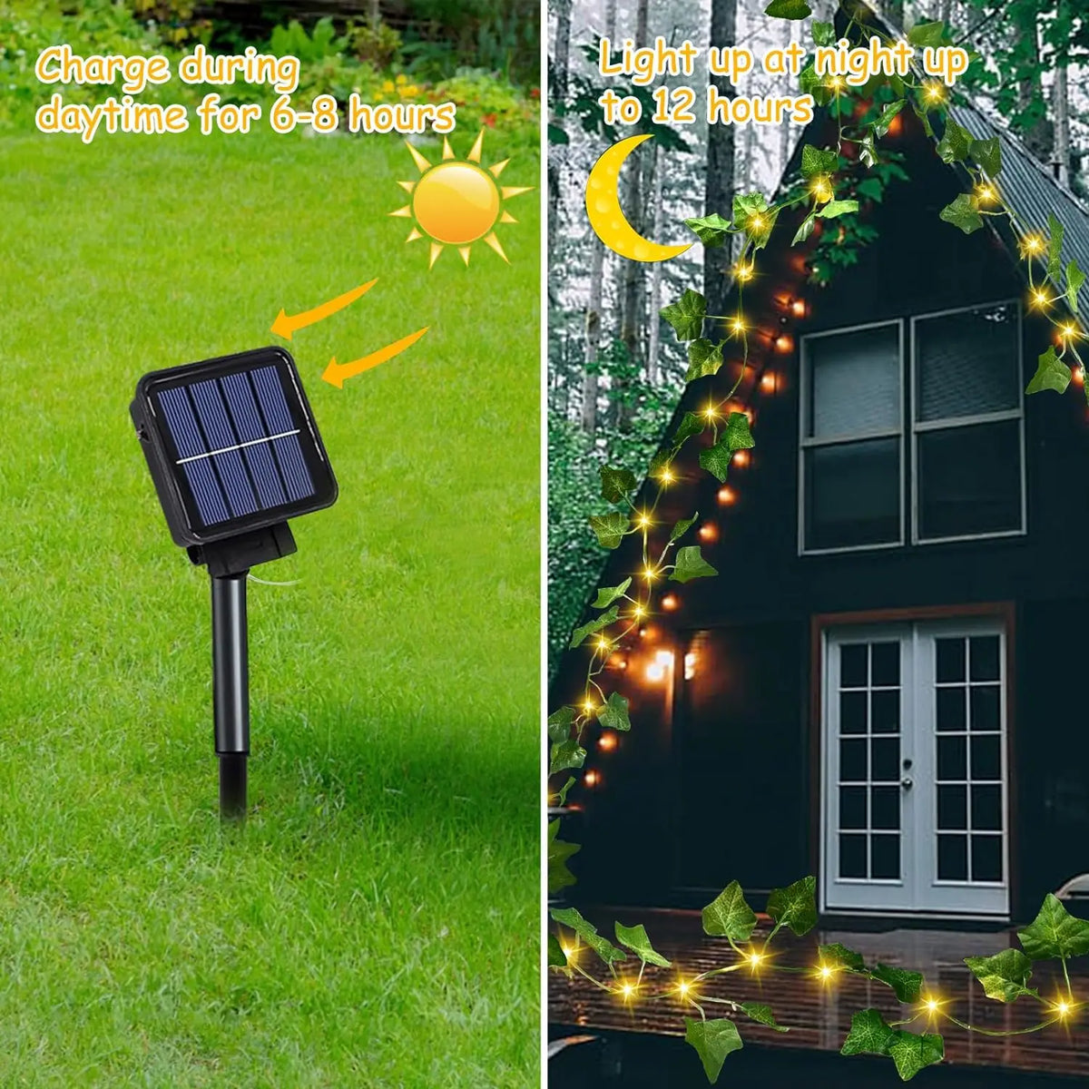 guirlande lumineuse solaire feuilles vertes lierre artificielles moderne extérieure patio jardinées led imperméables