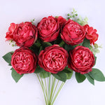bouquet fleurs artificielles roses naturelles décoration mariage anniversaire intérieur 50cm 13 têtes soie
