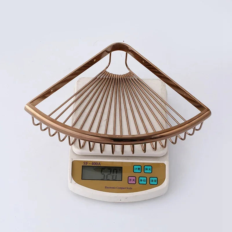 panier d'angle salle bain or rose chrome fileté moderne vis fixation produits