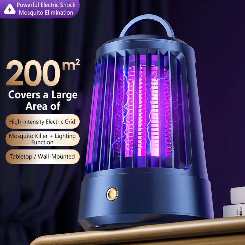 lampe anti moustiques rechargeable usb bleu moderne poignée grille protection chambre camping
