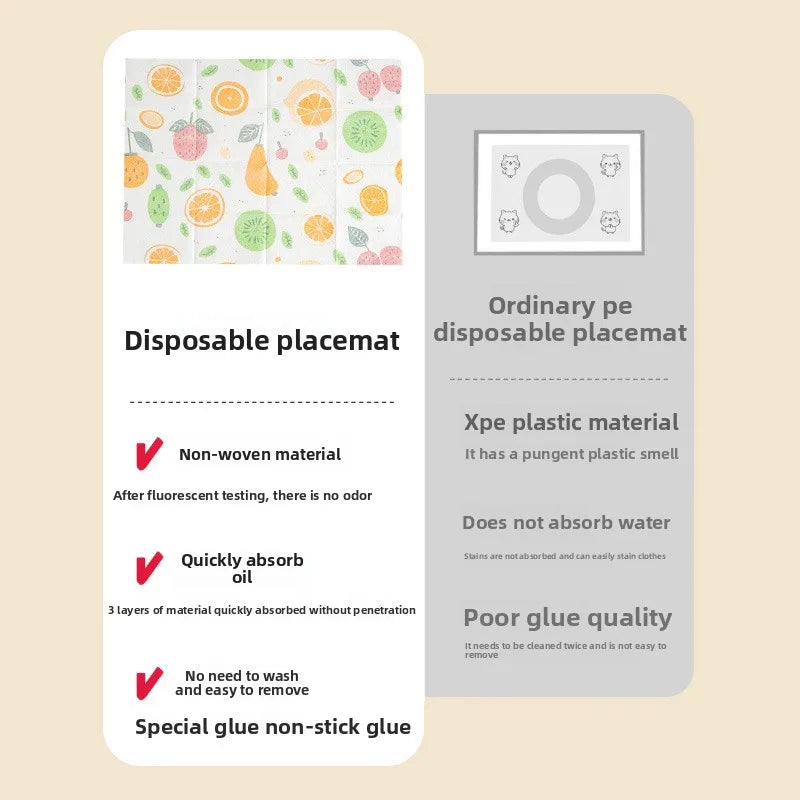 tapis table jetables fruits colorés moderne blanc vert orange rose jaune gris pack 20