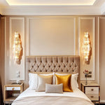 applique murale cristal doré moderne rangs superposés led éclairage chambre salon élégante fixée mur