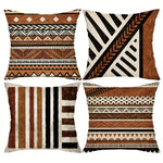 taies d'oreiller motifs géométriques multicolores ethnique polyester peachskin opacité décoration maison hospitalière 45x45cm