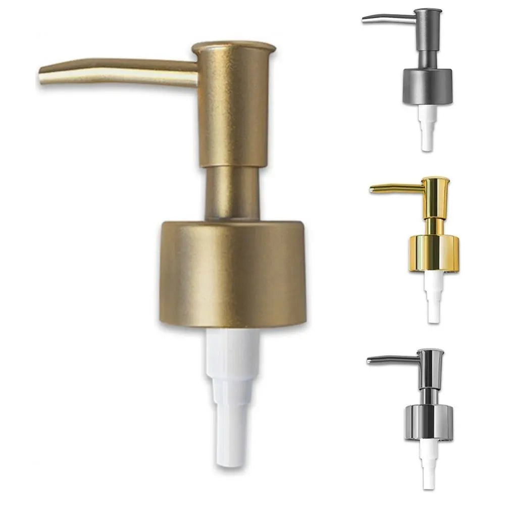 distributeur savon liquide chrome doré moderne élégant tuyau flexible bouchons remplissage transparent