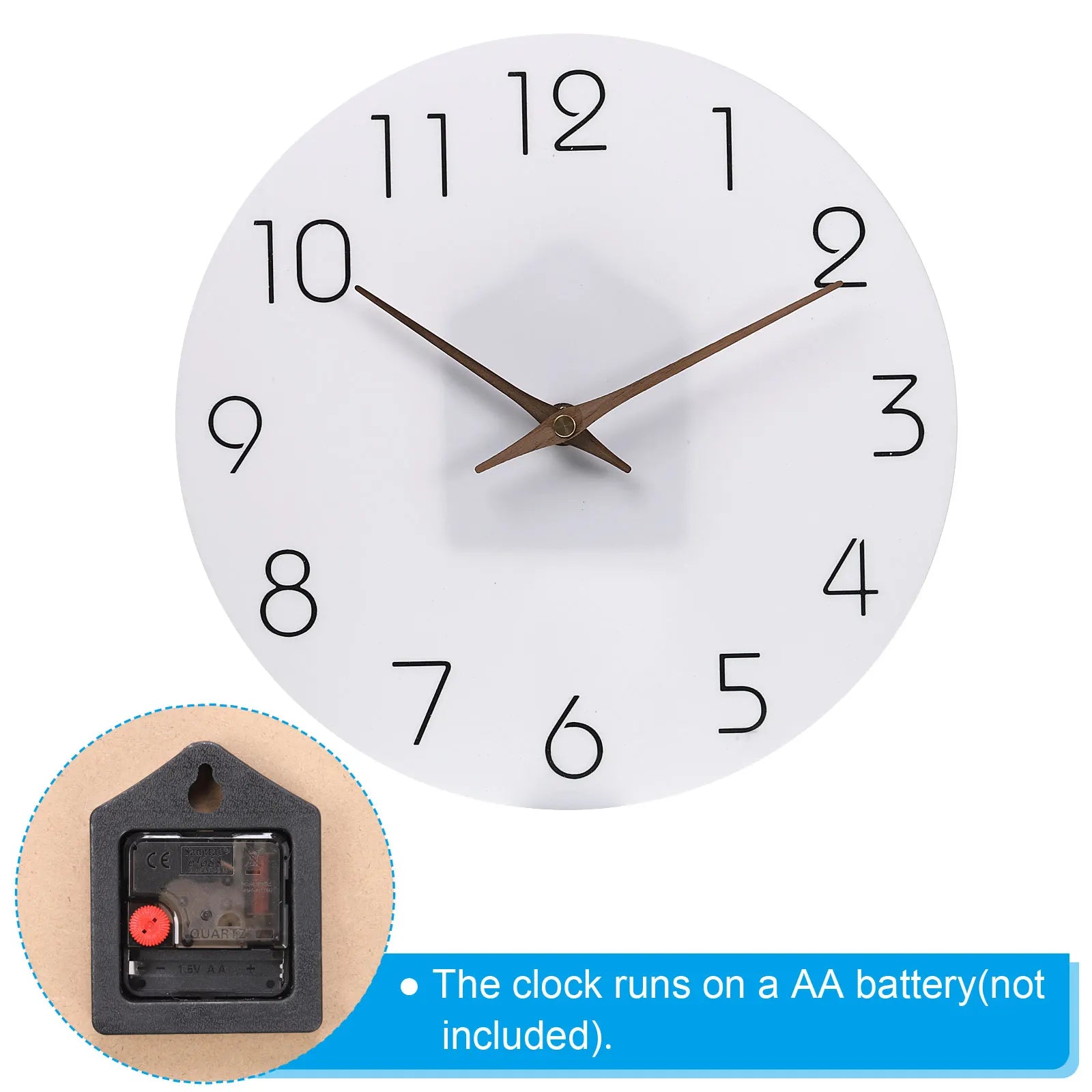 Horloge murale en bois 14 pouces vue de côté montrant son design épuré