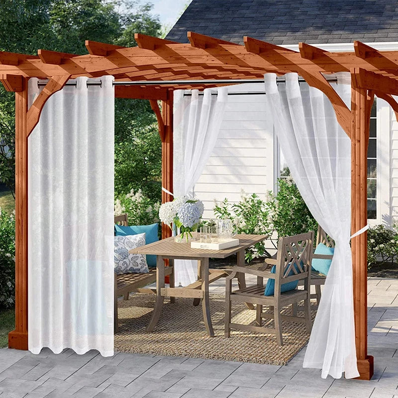 rideau extérieur imperméable voilage blanc translucide protection uv classiqueextérieurôtelcafétissu100 polyester