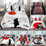 Housse de couette samouraï japonais homme noir rouge