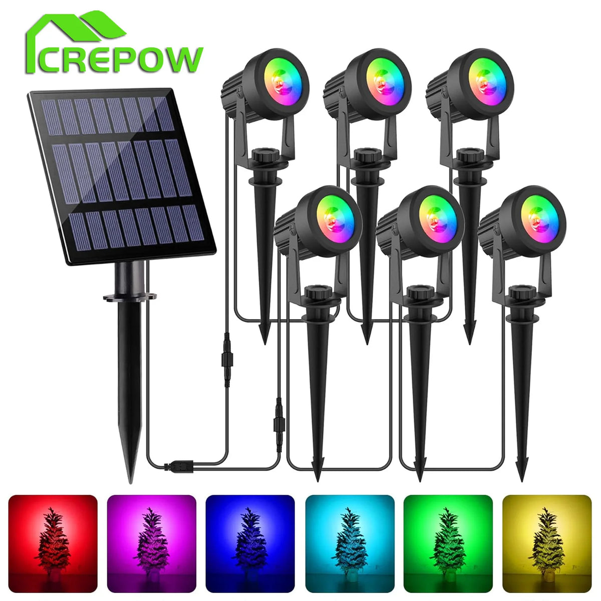 projecteur solaire led rgb ip65 étanche jardin extérieur moderne noir mat