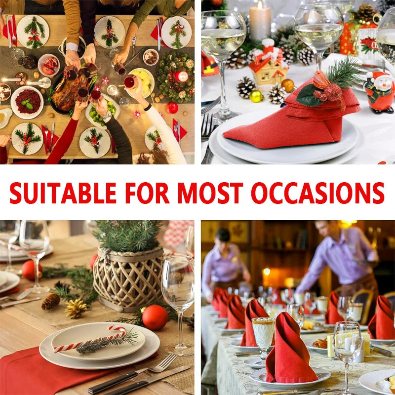 serviette table noël rouge vert coton décor cuisine salle manger pliable 40x40cm classique