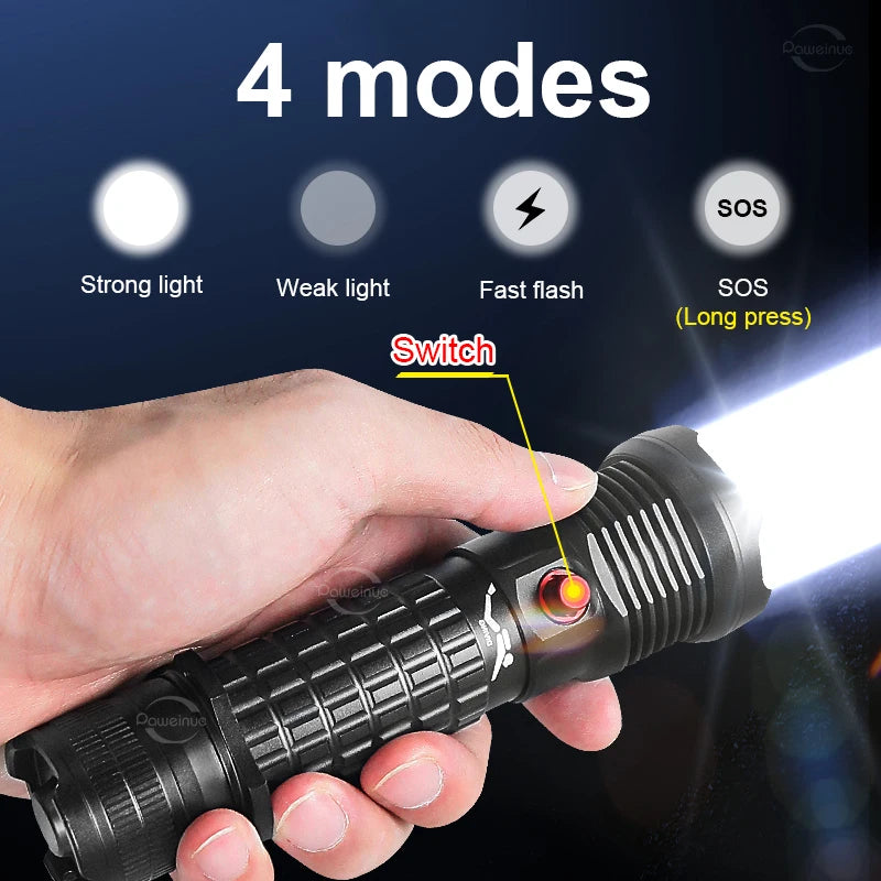 torche lampe poche plongée plombeuse 9900 lumens led noire texturée résistante rechargeable