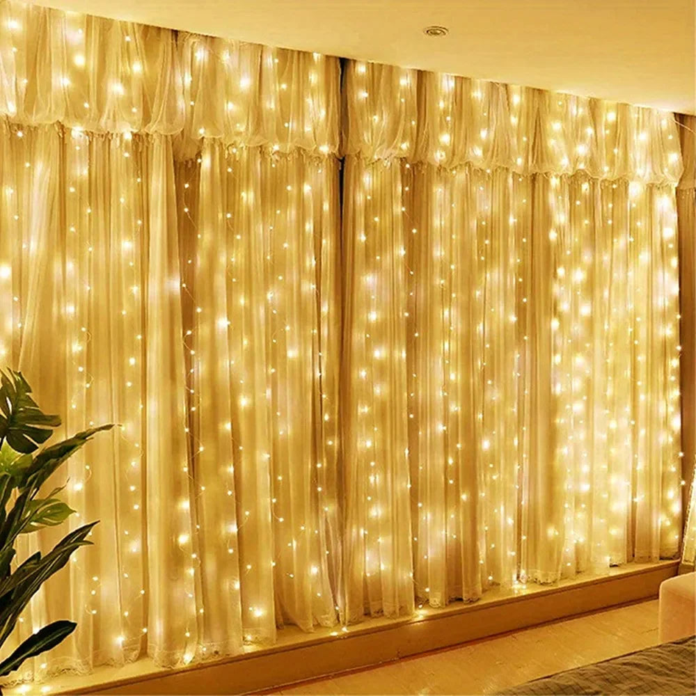 rideau lumineux étoiles blanc multicolore moderne télécommande led 600led 6mx3m transparent vacances