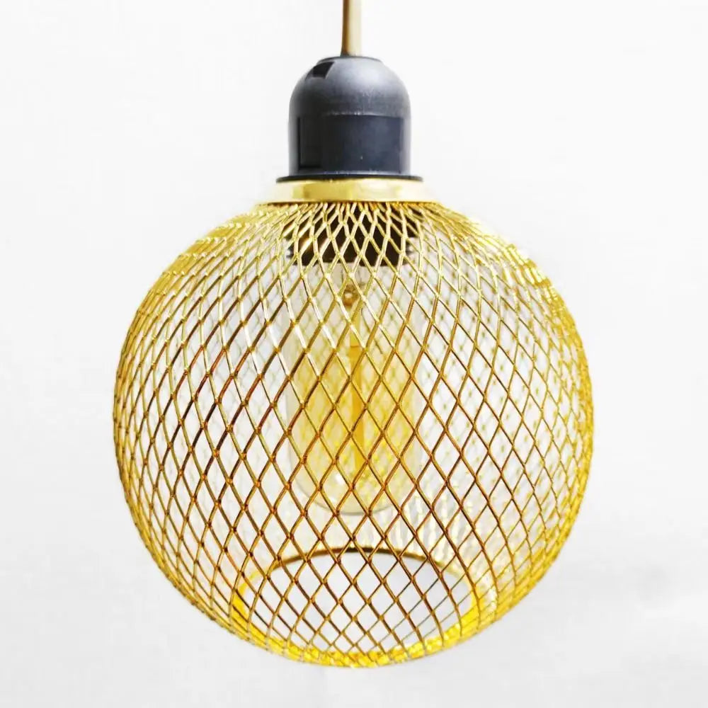 lampe suspendue moderne or noir blanc maille métallique industrielle amoule tringle 14cm 12cm 13cm