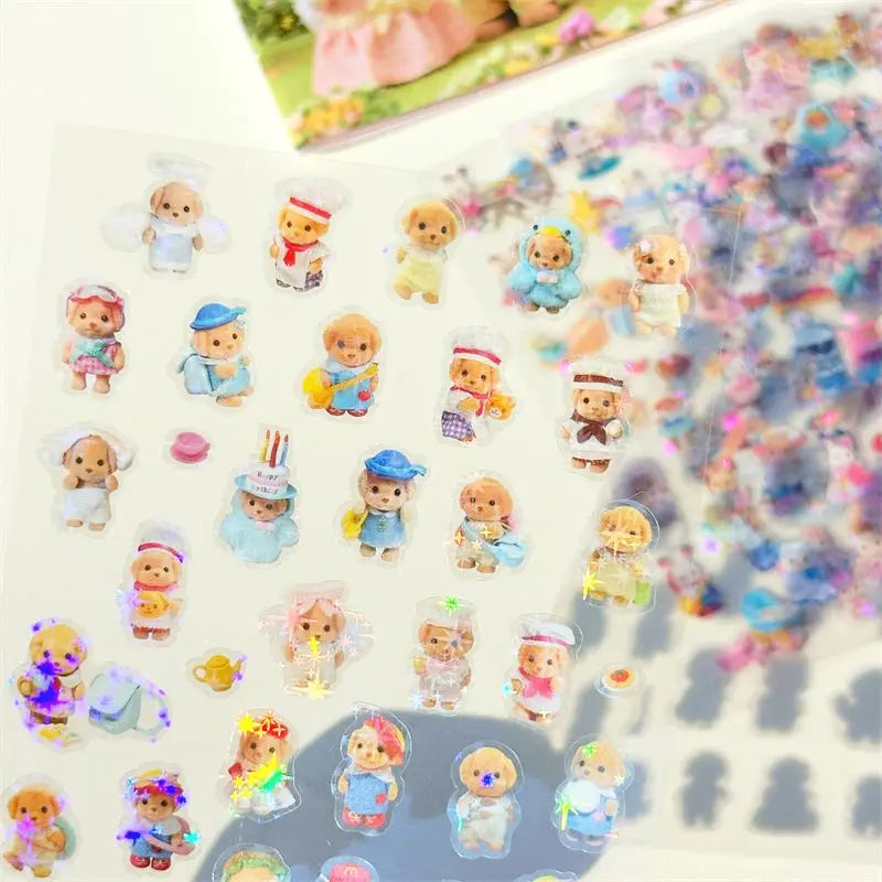 sticker cartoon transparent personnages mignons vêtements colorés accessoires scrapbooking téléphone ordinateur voiture