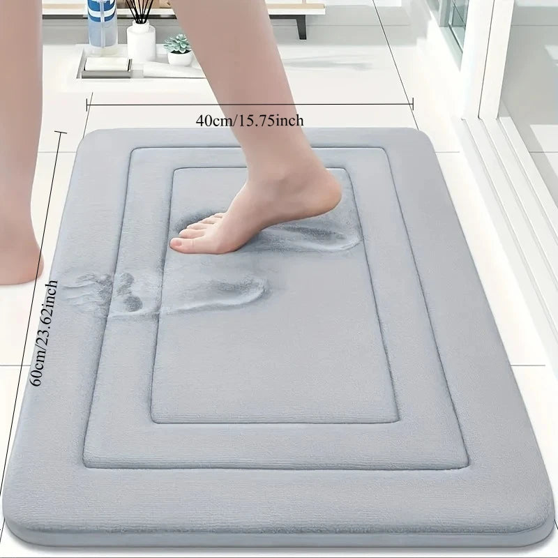 tapis bain doux moelleux gris moderne 40x60cm absorbant antidérapantintérieur maison