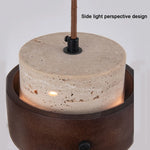 Suspension lumineuse pierre bois moderne câble ajustable 17cm éclairage salon chambre