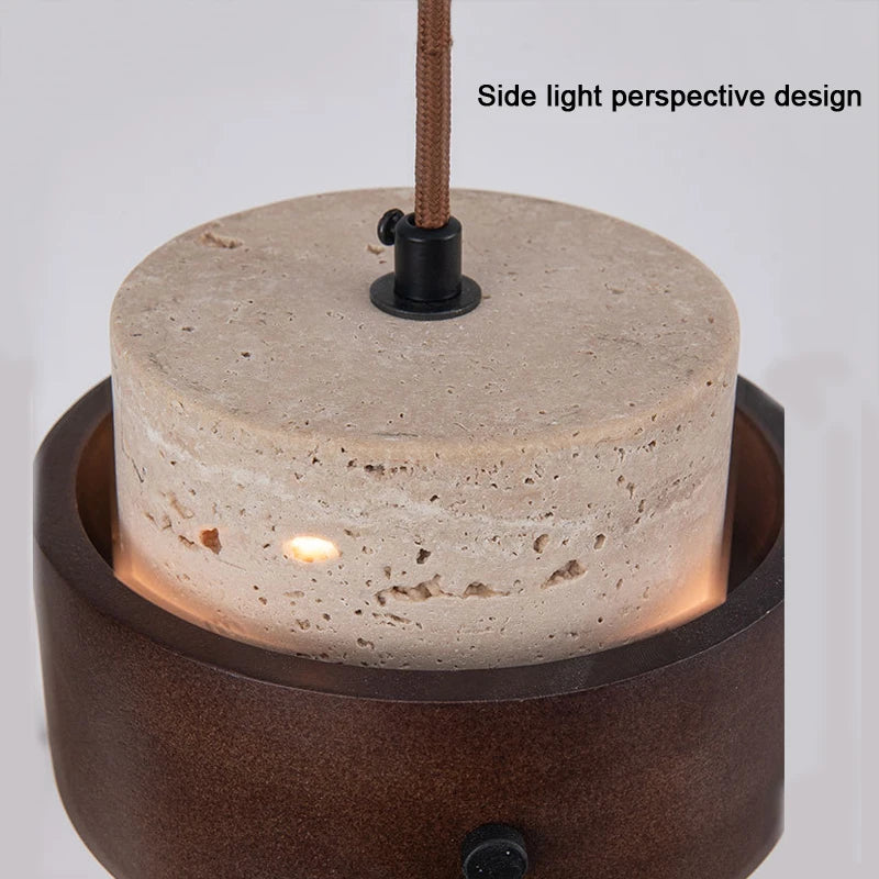 Suspension lumineuse pierre bois moderne câble ajustable 17cm éclairage salon chambre