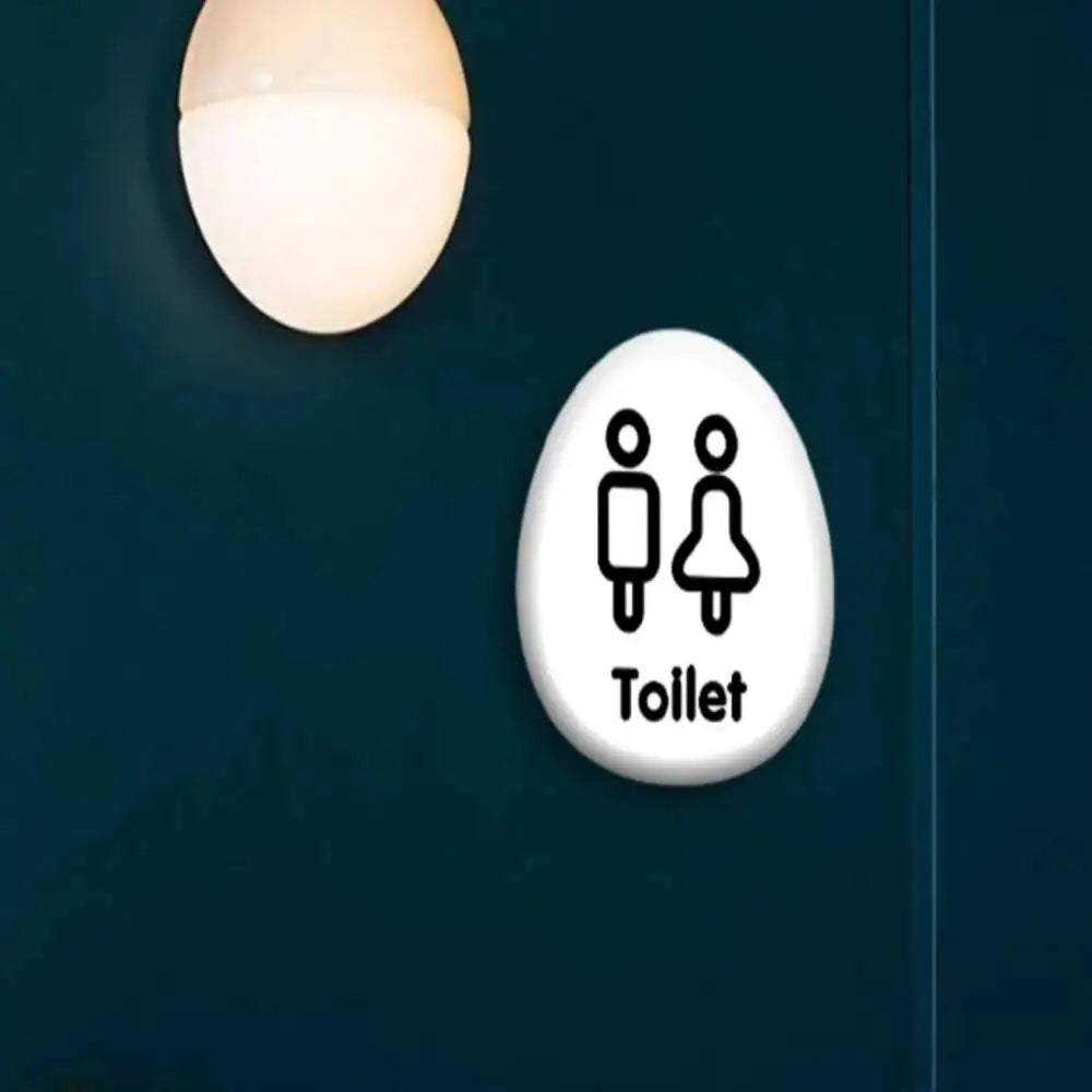 panneau toilettes moderne symboles homme femme flèche blanc adhésif 16.5cm 15.5cm
