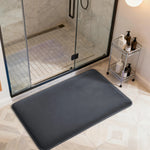tapis bain antidérapant gris foncé moderne texture coral fleece 60x40cm 80x50cm