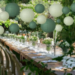 lanternes papier rondes vert menthe mariage anniversaire noel decoration festiveSuspension fil (corde)