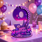décoration anniversaire enfant années 80 disco numérotée violet rose magenta jaune