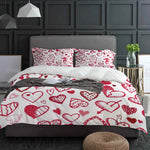 Parure de lit coeur 3 pièces housse de couette et taies d'oreiller