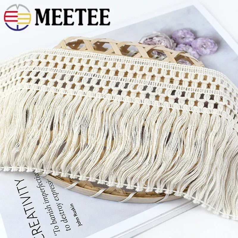 dentelle coton franges écharpe ethnique boho chic 12cm blanc cassé tissu artisanal transparent mariage