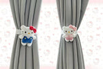 pinces rideau hello kitty kawaii blanc bleu rose peluche douce deux pièces