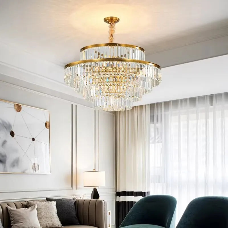 lustre classique doré cristal led 4000k 3000k 6000k transparent salon chambre