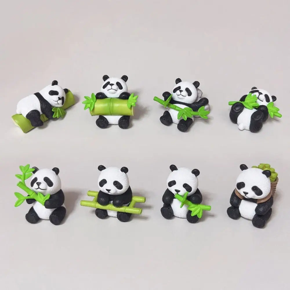 ornements paysagers pandas compagnons figurines cartoon mignon panier bambou pvc opaques