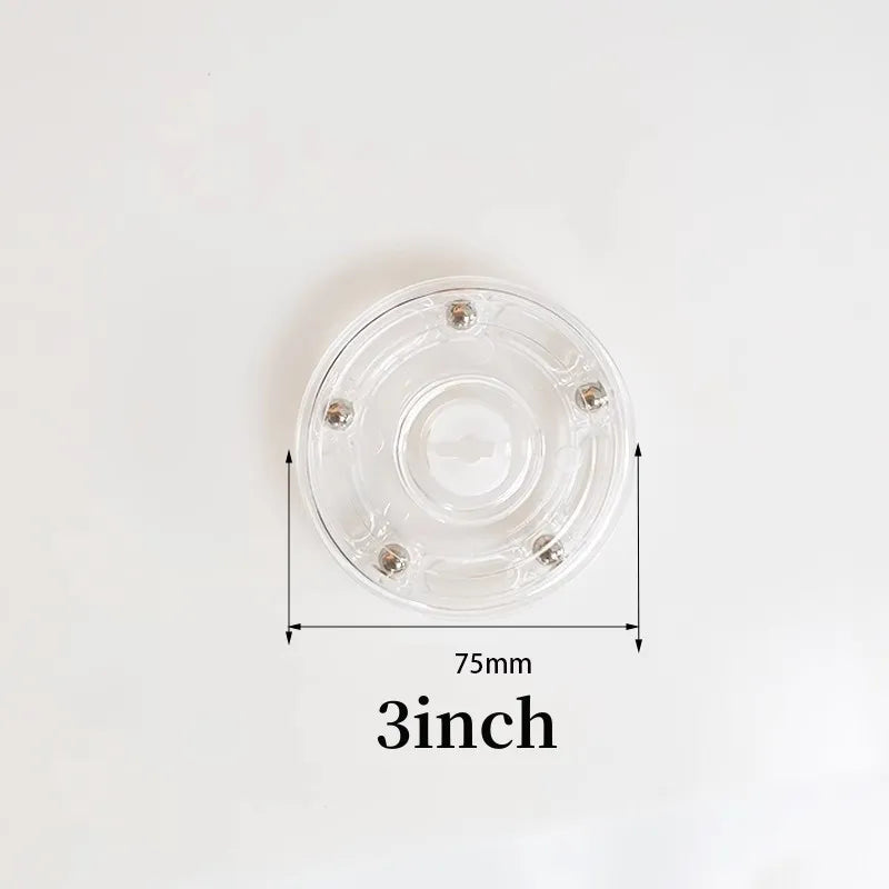 support pot transparent rotatif base ronde lazy susan plastique acrylique moderne fixations bijoux décoration