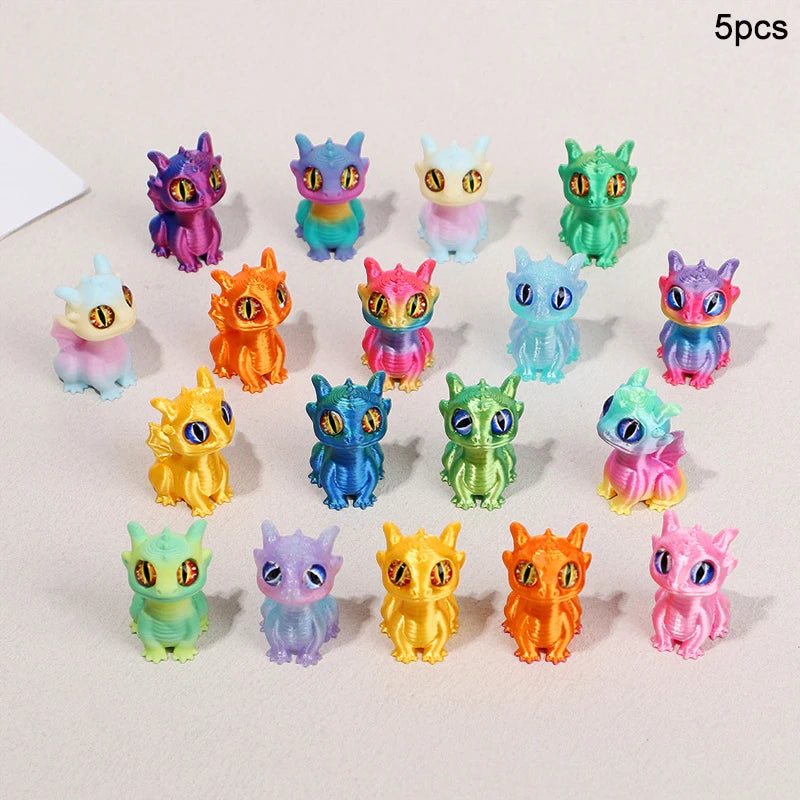 ornements fête anniversaire enfants figurines dragons miniatures multicolores effet 3D decoration table noel fantastique