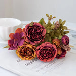 bouquet fleurs artificielles rose blanc classique décoration mariage anniversaire intérieur élégant soie hortensia pivoine
