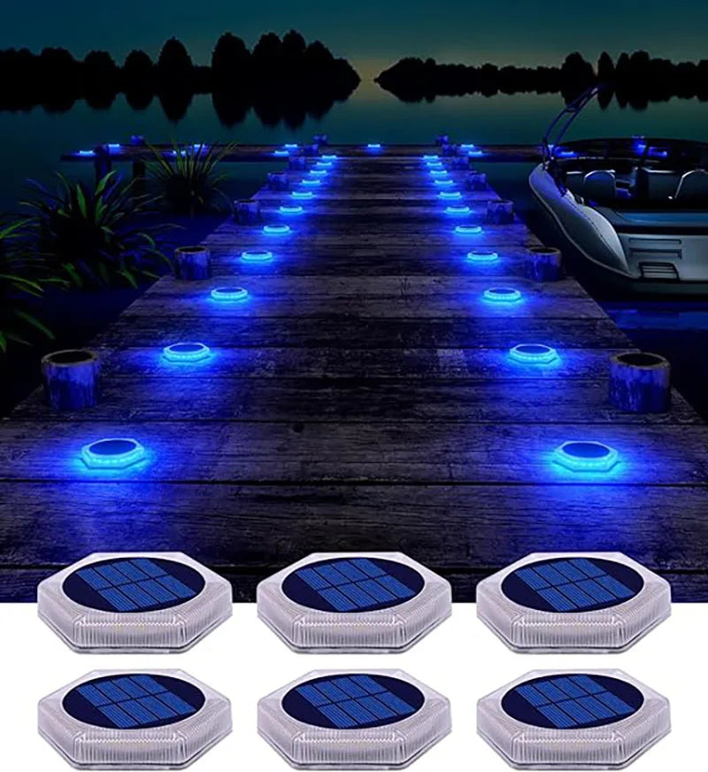 lumière solaire extérieure moderne blanc bleu adhésive ip68 led hexagonnelle