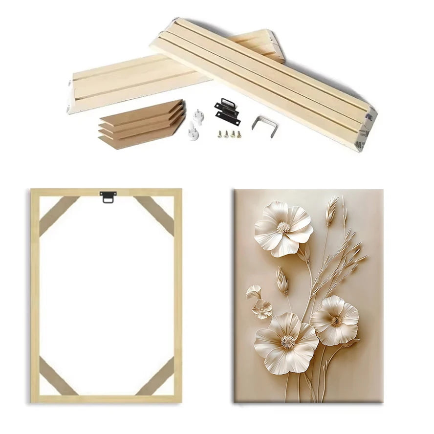cadre photo bois assemblage moderne rectangle table mur décoration affiche impression toile