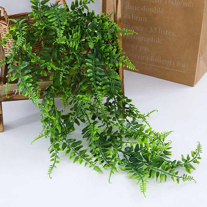 guirlande vigne artificielle feuilles vertes décoration extérieure pot osier naturelle retombante