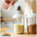 récipients épices condiments cuillère intégrée transparent moderne minimaliste respectueux environnement