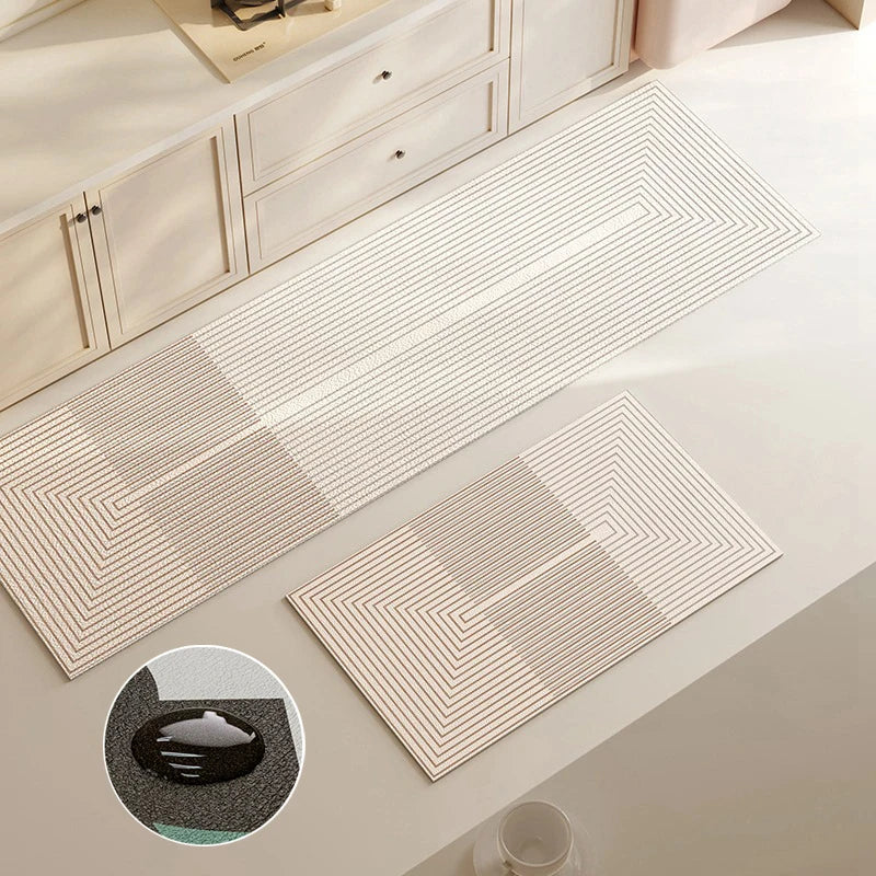 tapis sol antidérapant polyester moderne beige gris lignes concentriques usage intérieur extérieur