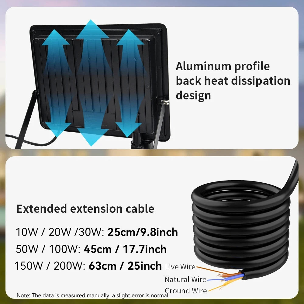 projecteur led noir moderne détecteur mouvement ip66 180deg ajustable aluminium dissipateur chaleur