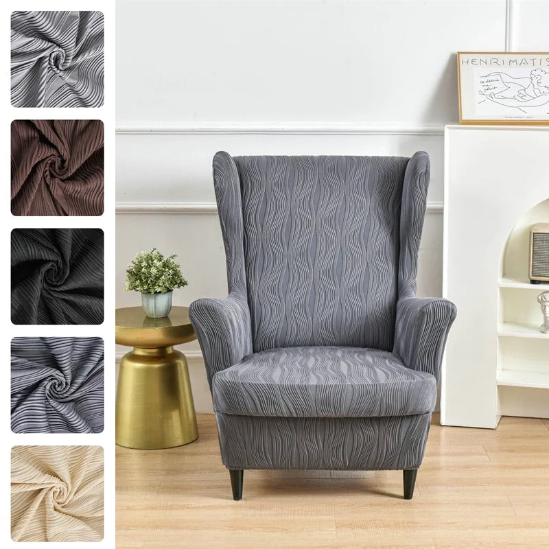 housses fauteuil gris rayures moderne protection reutilisable chair ottoman COVER
