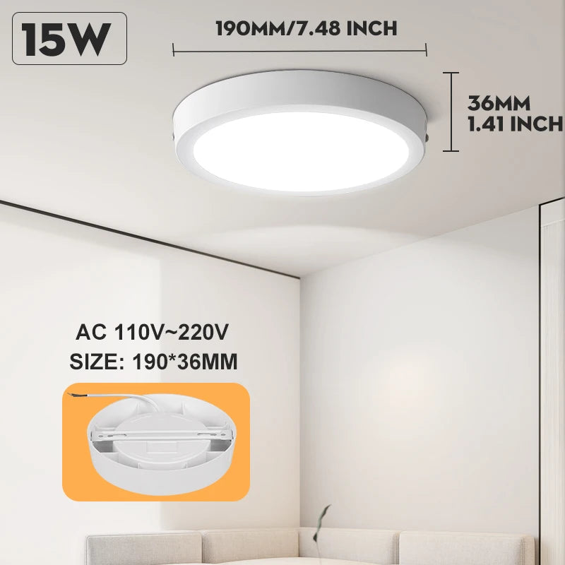 plaque lumière led moderne blanc rond surface montée éclairage quotidien 20w 90260v flux 200082000
