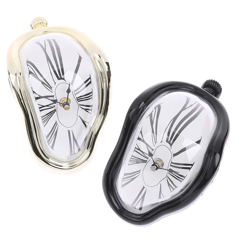 horloges murales surréalistes dalí or argent noir aiguilles chiffres romains decoration salon moderne