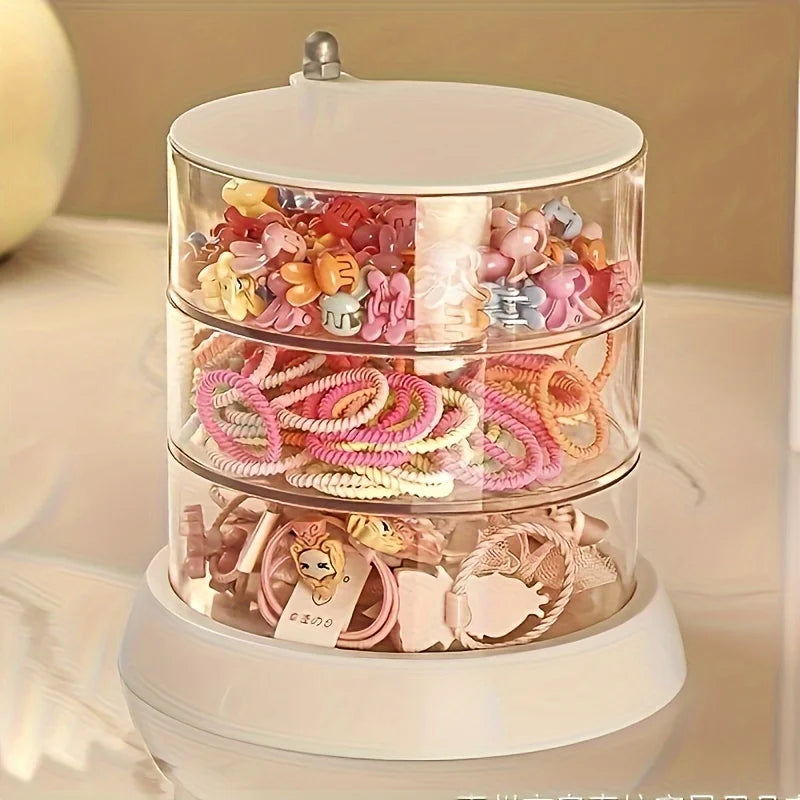 boîte rangement accessoires cheveux transparent moderne élastiques pinces coquilles fruits comptoir plastique