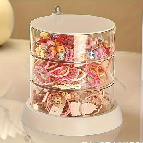 boîte rangement accessoires cheveux transparent moderne élastiques pinces coquilles fruits comptoir plastique