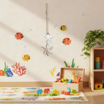 décoration murale marine étoiles mer hippocampes poissons corail rustique crochet mural blanc bleuclair