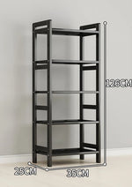 étagère rangement noire multifonctionnelle moderne acier inoxydable bambou réutilisable livres plantes